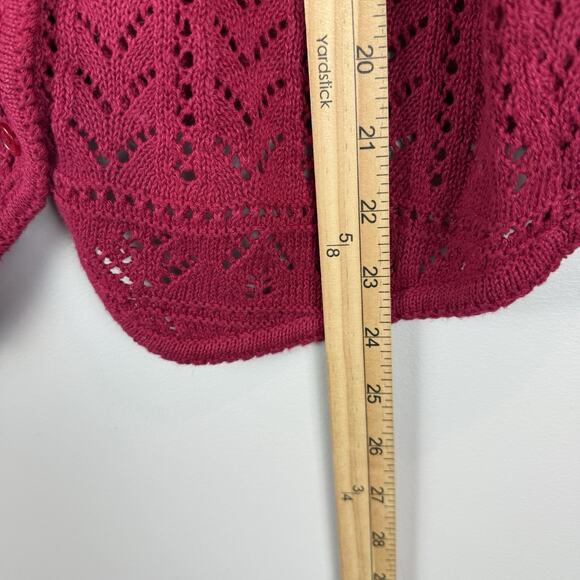 Vintage Ivy Club Womens Sweater Vest Sz M Pink Button Front Crochet Cottagecore - Picture 7 of 7